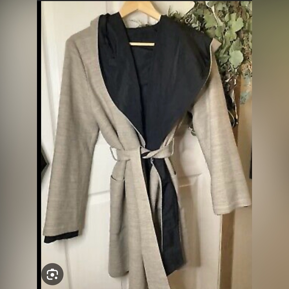 Olyss reversible grey & black trench coat